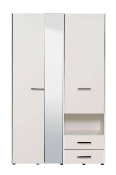 Limone White 3-Door Wardrobe: Elegant Storage with Mirror, Drawers & Hanging Rails - UK Luxury Furniture